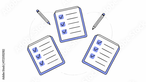 document with illustration 3d realistic completed task or elements paper 3d check pencil report or with notes list mark on white background iisolated checklist rendering 58089093 1