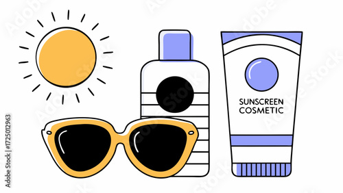 3d cartoon summer vector cream icon to design sun beach sea swim background and set travel inflatable ball holidays at illustration vacation white icons isolated on cream ring 3d yellow ice 96837780 1
