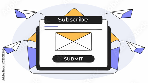 subscribe eps newsletter marketing subscription to offers banner airplanes news desktop computer an send mail envelope promotions submit with by template of 10 email blue origami paper 41042323 1