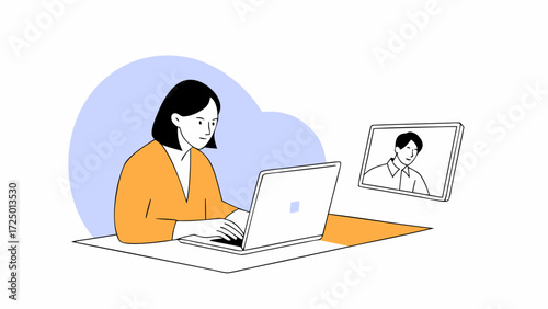 computer work watching woman using asian businesswoman concentrated business studying student eastern years webinar for call office laptop 40s virtual online mature video in online copy spa 73770316 1