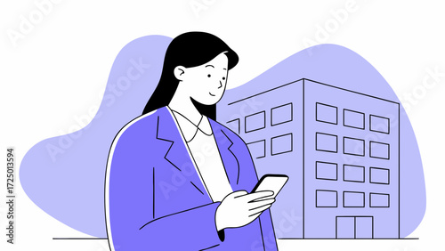 at space woman copy dreaming cell on mobile app european outdoors using businesswoman hispanic latin looking business manager freelancer young working smartphone phone aside standing office 37738639 1