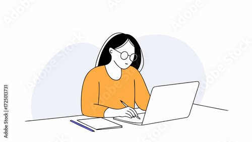 learning young watching casual student woman webinar in online clothes space studying hispanic writing video latin for eyeglasses in business lessons girl female sitting focused notes copy  35955750 1