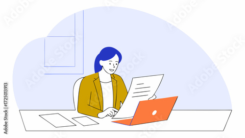 office on reading saleswoman latin using laptop young paperwork specialist space computer copy working workplace document manager businesswoman financial banner woman business pc doing in b 89361952 2