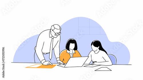 mature people project team leader focused showing professional woman manager writing sit on laptop modern at of partners mentor office notes business young working studying in man two senio 82596888 1