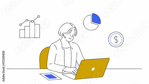 in desk mature using professional office for work marketing copy online middle woman pc computer technology analyst working busy laptop concentrated businesswoman at asian on aged financial 24221777 1