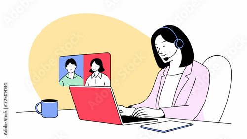 consult young specialist online hispanic callcenter age video call with woman partners female holding financial focused latin office assistant helping middle wearing as clients headset copy 19980326 1