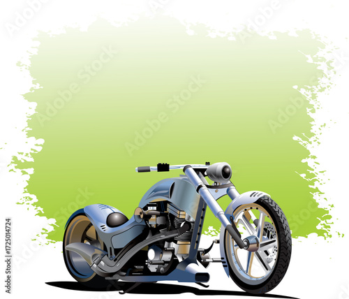 Ratro Futuristic Custom Chopper Motorcycle Grunge Background Graphic Art Illustration editable vector for t-shirt mug wall stickers wallpaper sticker design multipurpose use in high definition format