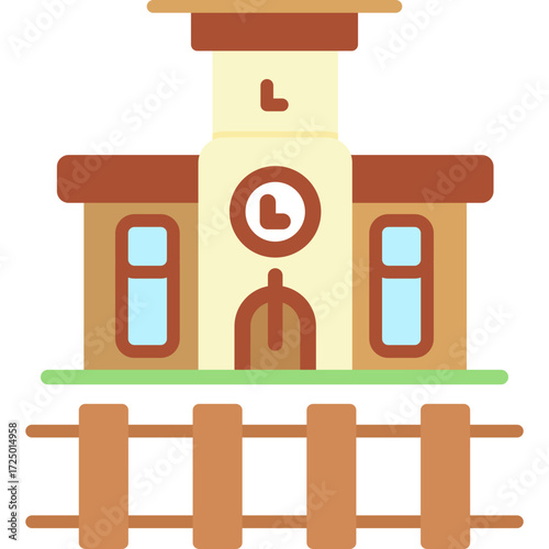 Train Station Icon Vector Element