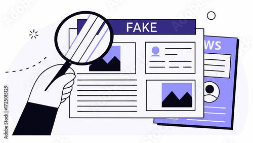 Trendy halftone collage illustrating fake news spreading concept, abstract paper textures, dynamic text fragments, modern vector composition, contemporary media art style, 4K detailed illustration