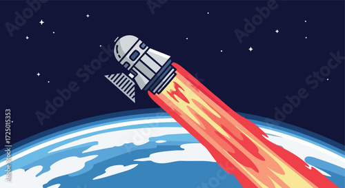 Crew Capsule Re-entering the Earth's Atmosphere with a Fiery Trail of Propulsion and Intense Heat.