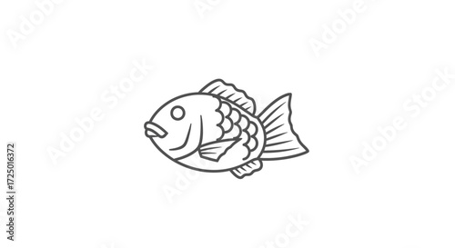 Clean and elegant line art illustration of a stylized fish, inspired by traditional Japanese motifs and the iconic taiyaki shape, perfect for graphic design, culinary themes, or minimalist branding