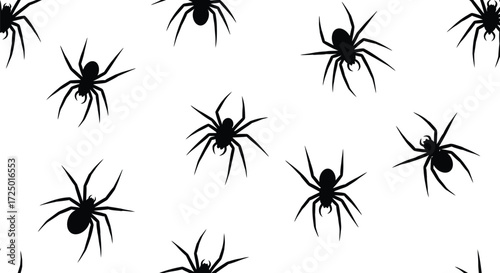 Seamless pattern of black spiders, creating a spooky and creepy atmosphere for halloween