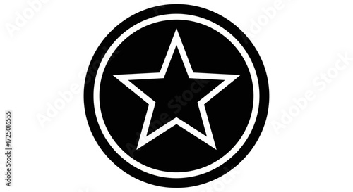 Minimalist black and white star rating icon or quality symbol representing excellence and achievement for modern graphic design projects and user interface elements
