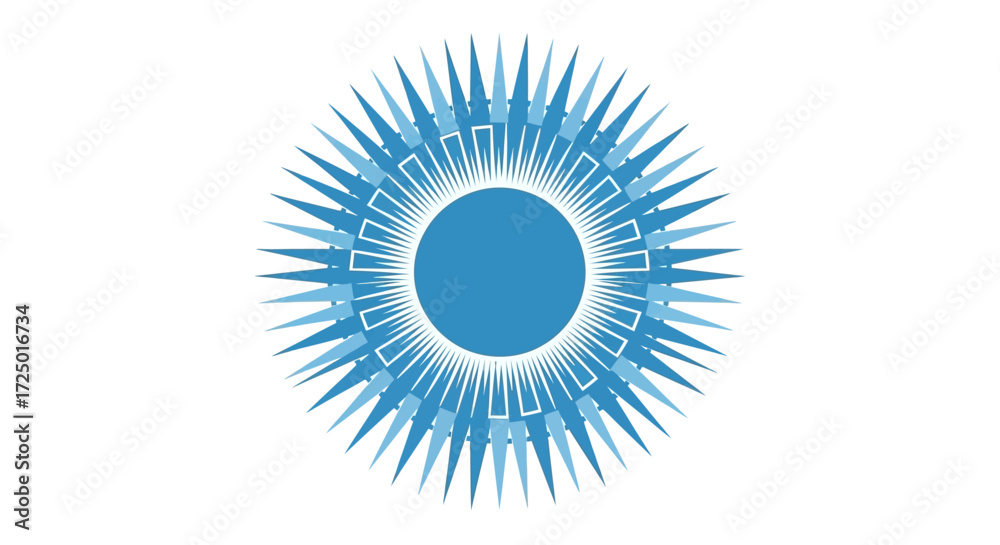 Fototapeta premium Modern digital illustration featuring a vibrant blue abstract radial pattern, evoking dynamic energy and a futuristic, technological aesthetic