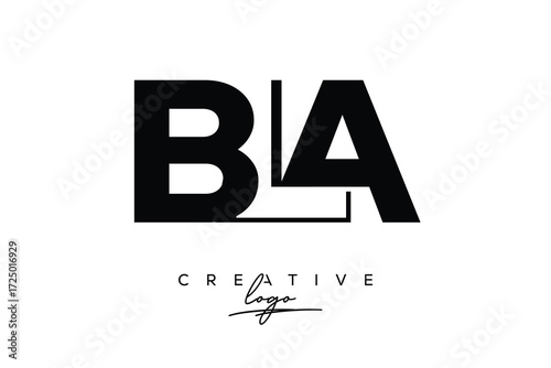 BLA Creative Minimalistic Negative Space Latter Logo with Modern Monogram for Branding and Business Letter mark Logo with Initial Letters Logo Design for Branding.	