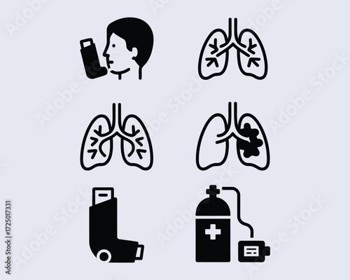Illustrative Depiction of Respiratory Ailments Symptoms Treatment Lungs Asthma Bronchitis Pulmonary Disease Respiratory System Oxygen Therapy Medical Equipment Healthcare Prevention