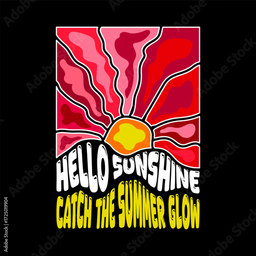 Abstract summer flower mural artwork with modern slogan typography for casual streetwear and apparel prints.