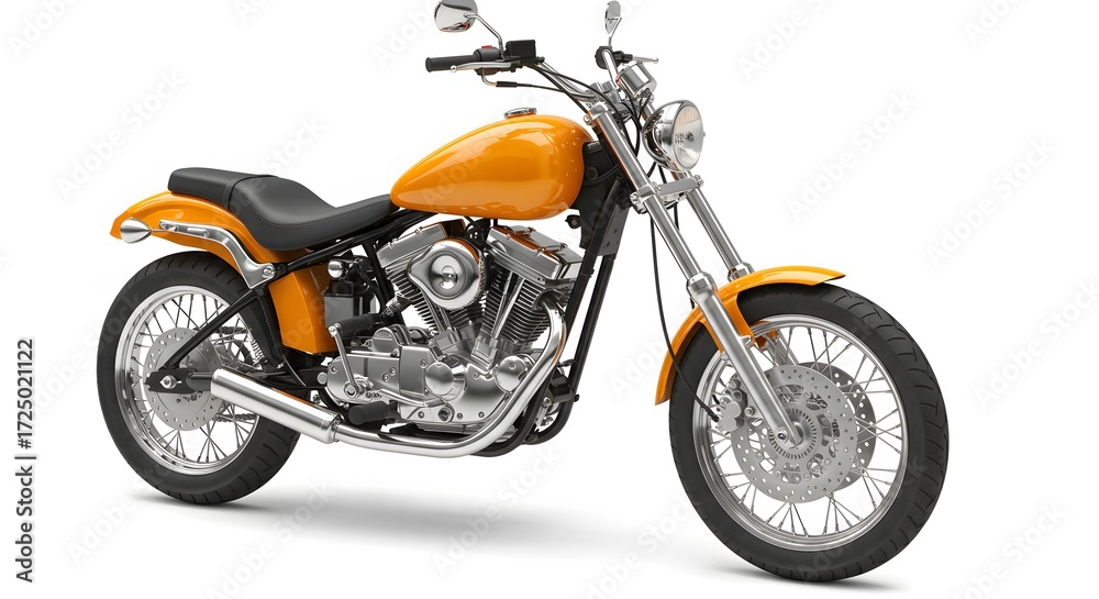 Obraz premium Orange motorcycle side view