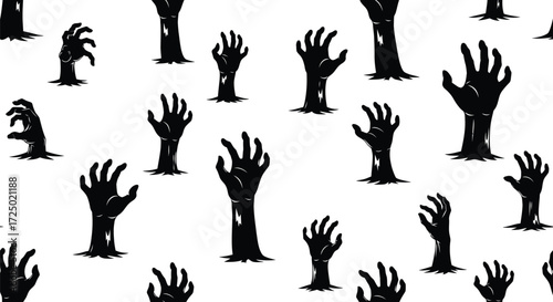 Spooky zombie hand seamless pattern, perfect for halloweenthemed designs and creepy backdrops