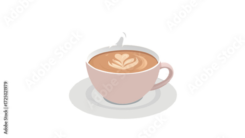 Latte art coffee cup vector illustration for cafe menu design and coffee shop marketing material asset