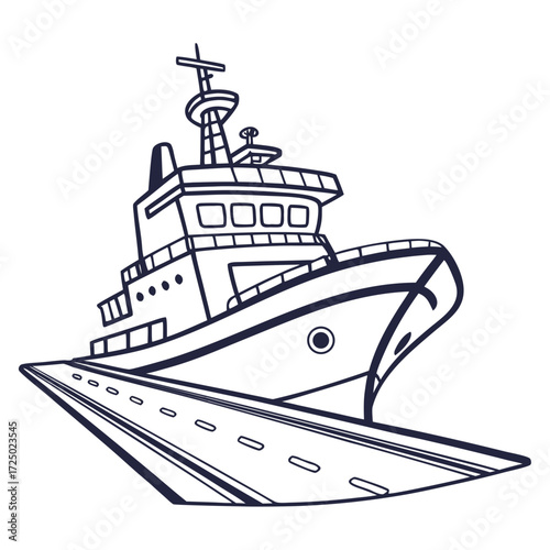 Slika na platnu Illustration of a luxury yacht with a helipad on the bow, a modern and stylish v