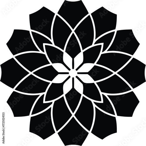 abstract mandala with floral geometric fusion illustration on transparent