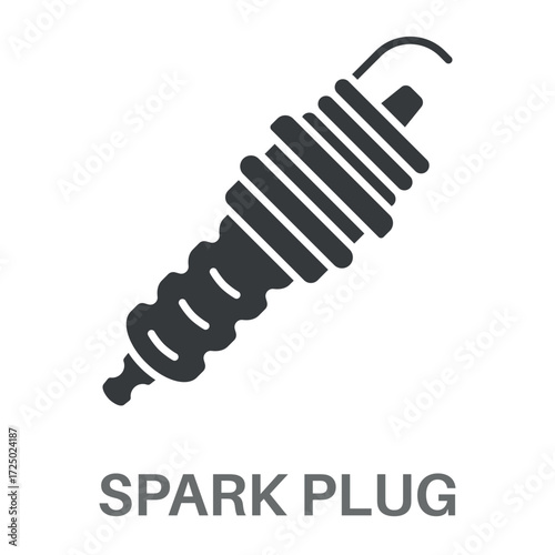 Spark Plug Silhouette Glyphs Concept Simple Style Design Vector