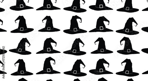 Seamless pattern with witch hat for halloween celebration, spooky and scary design for textile and paper