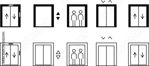 Elevator icon set, lift isolated banner poster icons, , flat elements for logo design, web design and mobile applications, apps or ui, Vector graphic designs, Elevator press for visa vector
