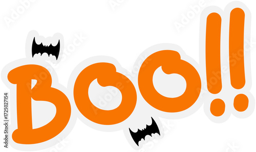 "Boo!!" Text Sticker with Bats Halloween Typography