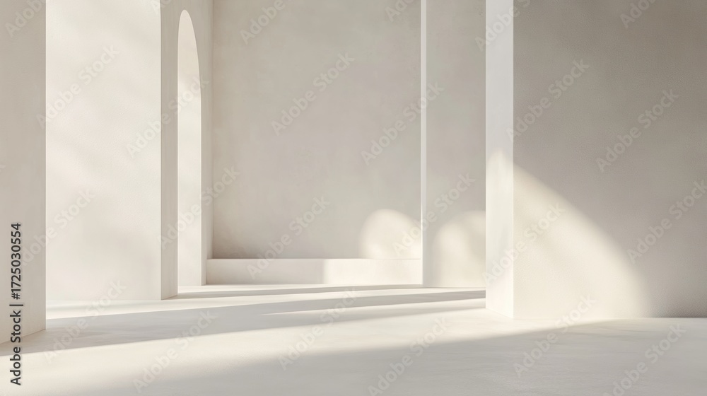 Fototapeta premium Minimalist interior space with soft light and smooth surfaces