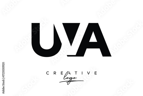 UVA Creative Minimalistic Negative Space Latter Logo with Modern Monogram for Branding and Business Letter mark Logo with Initial Letters Logo Design for Branding.	