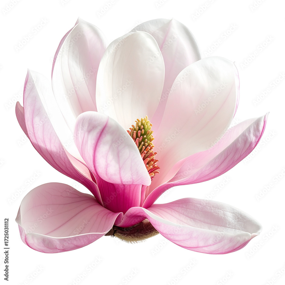 Fototapeta premium Elegant Close-Up Magnolia Blossom Bloom Flower with Detailed Petals