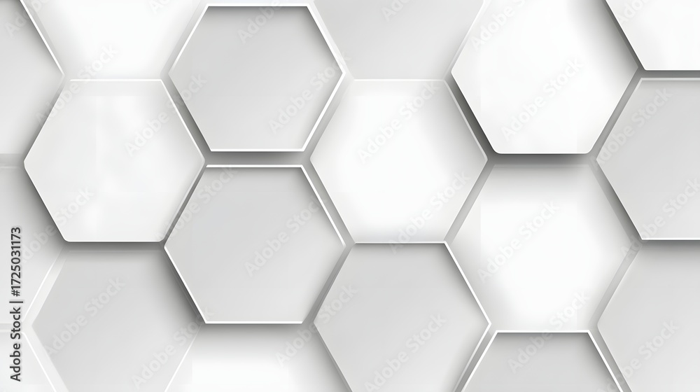 Fototapeta premium Metallic hexagon pattern fading into shadows with empty white center