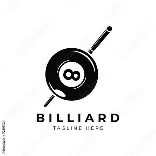 Billiard, ball and stick logo illustration vector