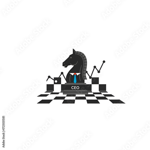 Chess Knight CEO Icon Set - Business Strategy and Leadership Symbol