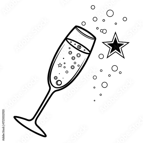 vector illustration of a champagne glass 