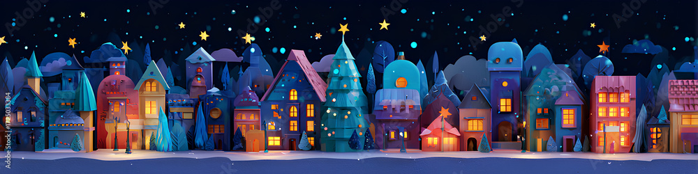 Fototapeta premium 美しいクリスマスの聖夜の街並み-2