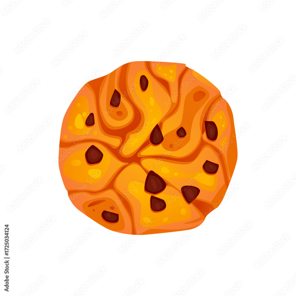 Fototapeta premium American cookies with Chocolate Chips. Traditional Biscuits with Drops. Vector illustration.