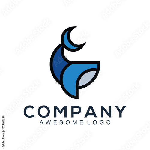 Whale outline logo template