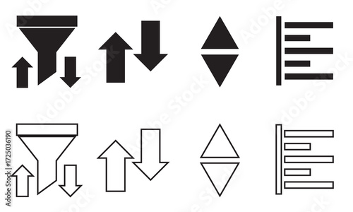 Sorting and filtering icon.  vector illustration. isolated on white background. EPS 10