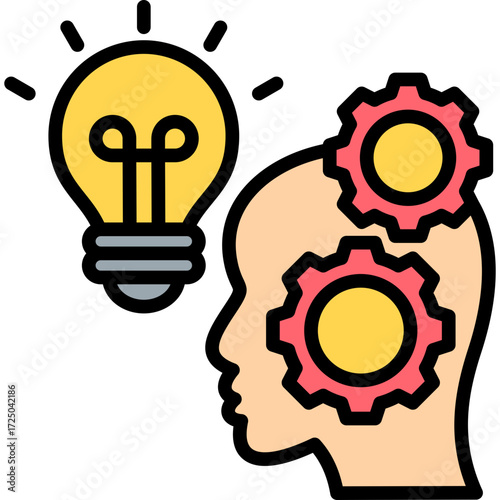 Critical Thinking lineal color icon