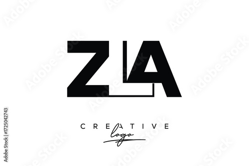 ZLA Creative Minimalistic Negative Space Latter Logo with Modern Monogram for Branding and Business Letter mark Logo with Initial Letters Logo Design for Branding.	