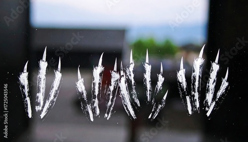 White paw prints on glass