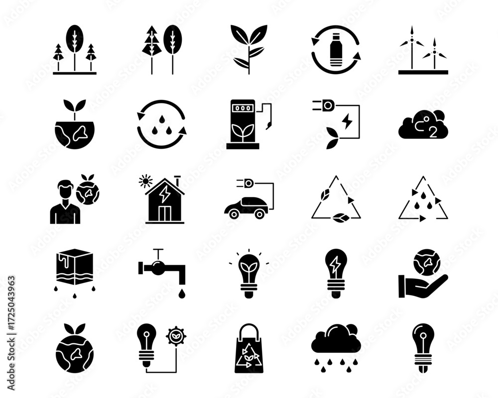 Obraz premium Ecology Line Vector Icons