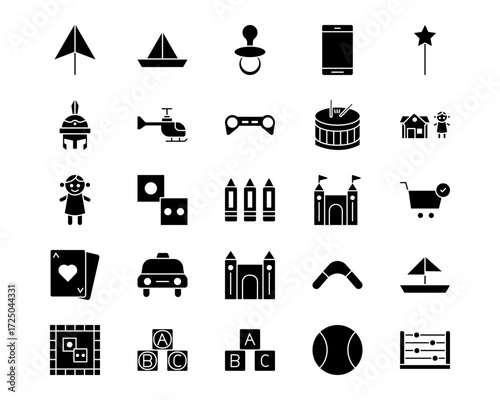 Children Toys Line Vector Icons