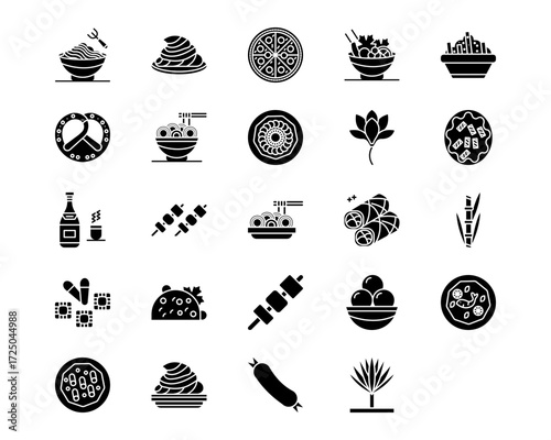 World Cuisine Line Vector Icons