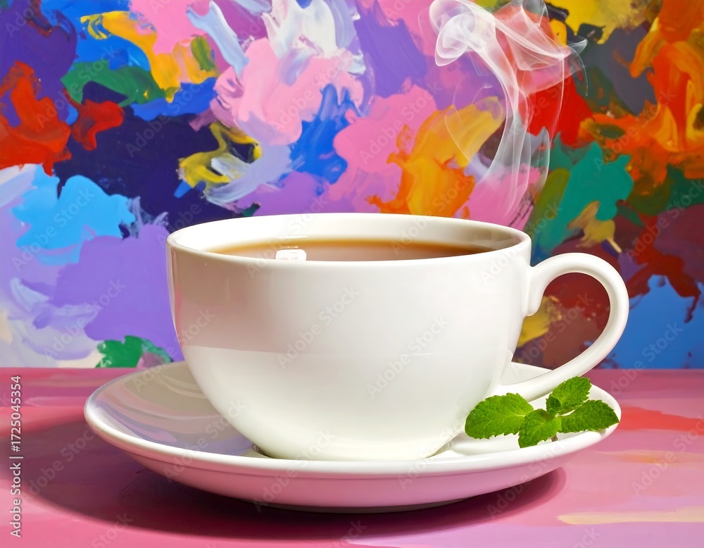 Fototapeta premium Colorful Hot Tea in White Cup.