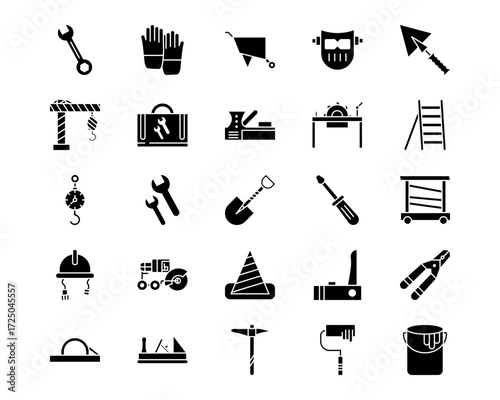 Construction Tools Line Vector Icons