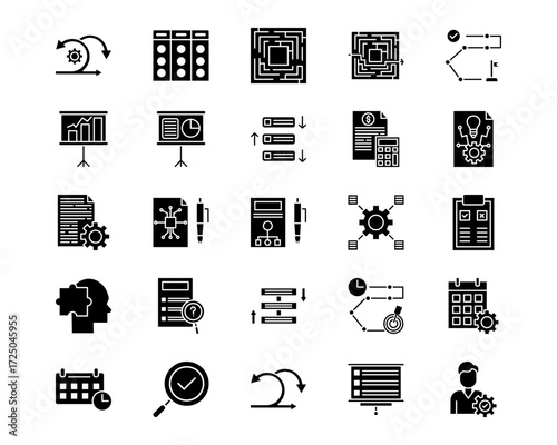 Project Management Line Vector Icons